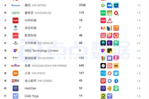 2025年8月中国应用/游戏厂商出海收入Top30榜