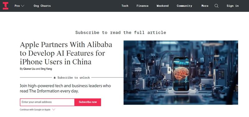 苹果与阿里巴巴合作，开发和推出面向中国iPhone用户的人工智能