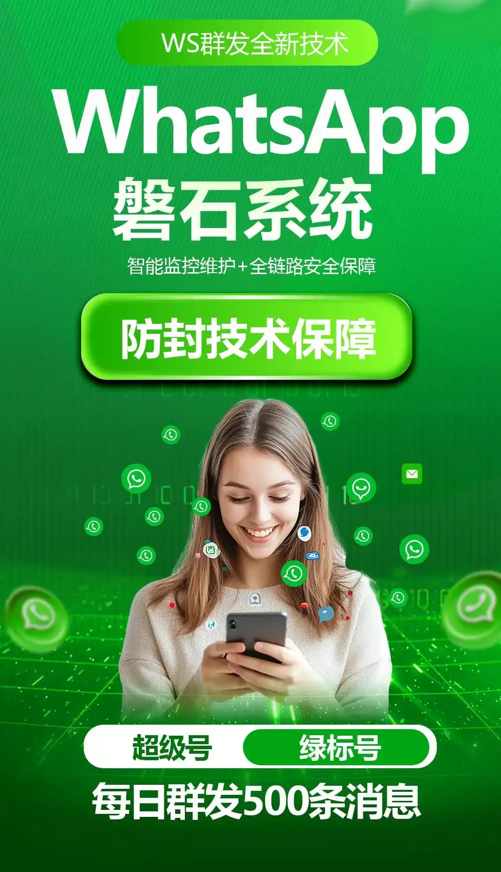 外贸获客升级！WhatsApp 磐石系统 生成的WS 超级号实现 24 小时全球精准营销！