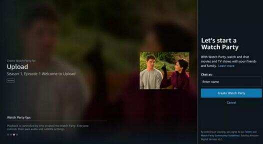 亚马逊Prime Video终于获得了名为Watch Party的共享观看功能