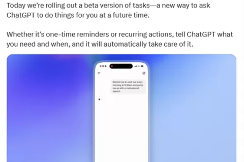 ChatGPT新增Tasks功能，能自动查询股票、写小说