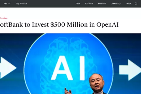 孙正义向OpenAI投资5亿美元，估值1500亿美元