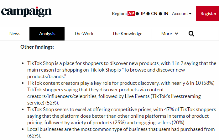 新加坡消费者社媒购物率较低，连TikTok Shop也遇冷