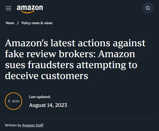 亚马逊14日刚起诉两家刷单公司，自营就来坑“爹”？