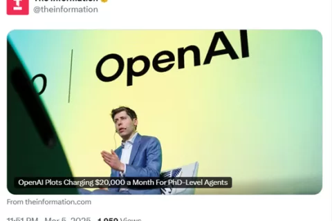 2万美元一月！OpenAI将推出博士级AI Agent