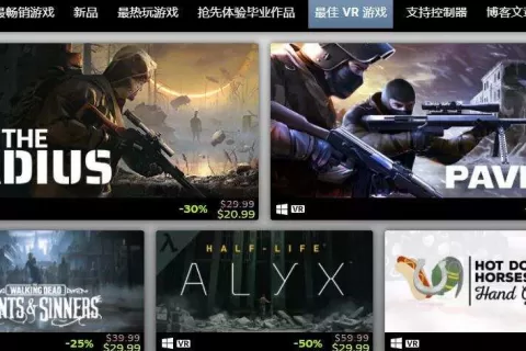 2021年500多款VR独占游戏登陆Steam，V社公布了年度畅销VR游戏榜