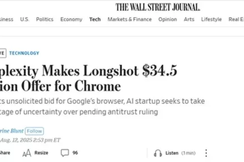 Perplexity提出345亿美元收购谷歌浏览器Chrome