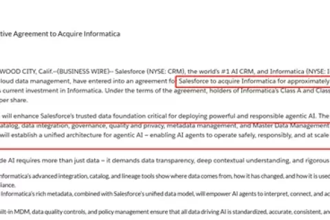 80亿美元押注Agent！全球第一CRM收购Informatica