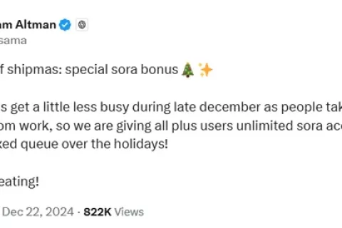所有用户无限用Sora，OpenAI放圣诞福利！