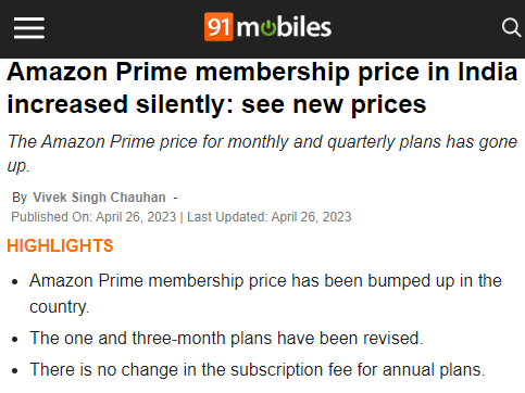 亚马逊又一站点上调Prime会员费，涨价终成趋势