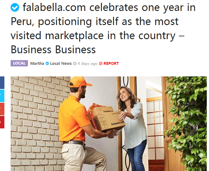 Falabella稳坐秘鲁电商平台第一，流量持续飙升