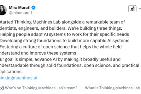 前OpenAI CTO成立思维机器实验室