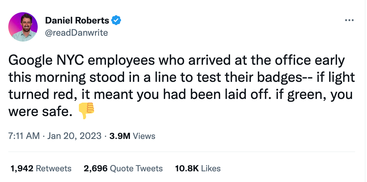 谷歌裁员1.2万人 科技界至暗时刻来临了？