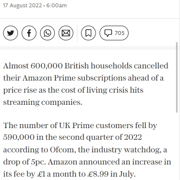 亚马逊又一站点上调Prime会员费，涨价终成趋势