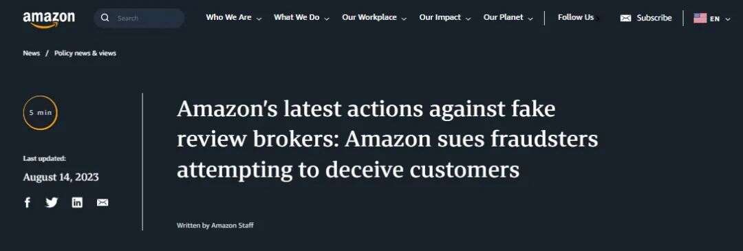 重拳出击！亚马逊起诉两家公司