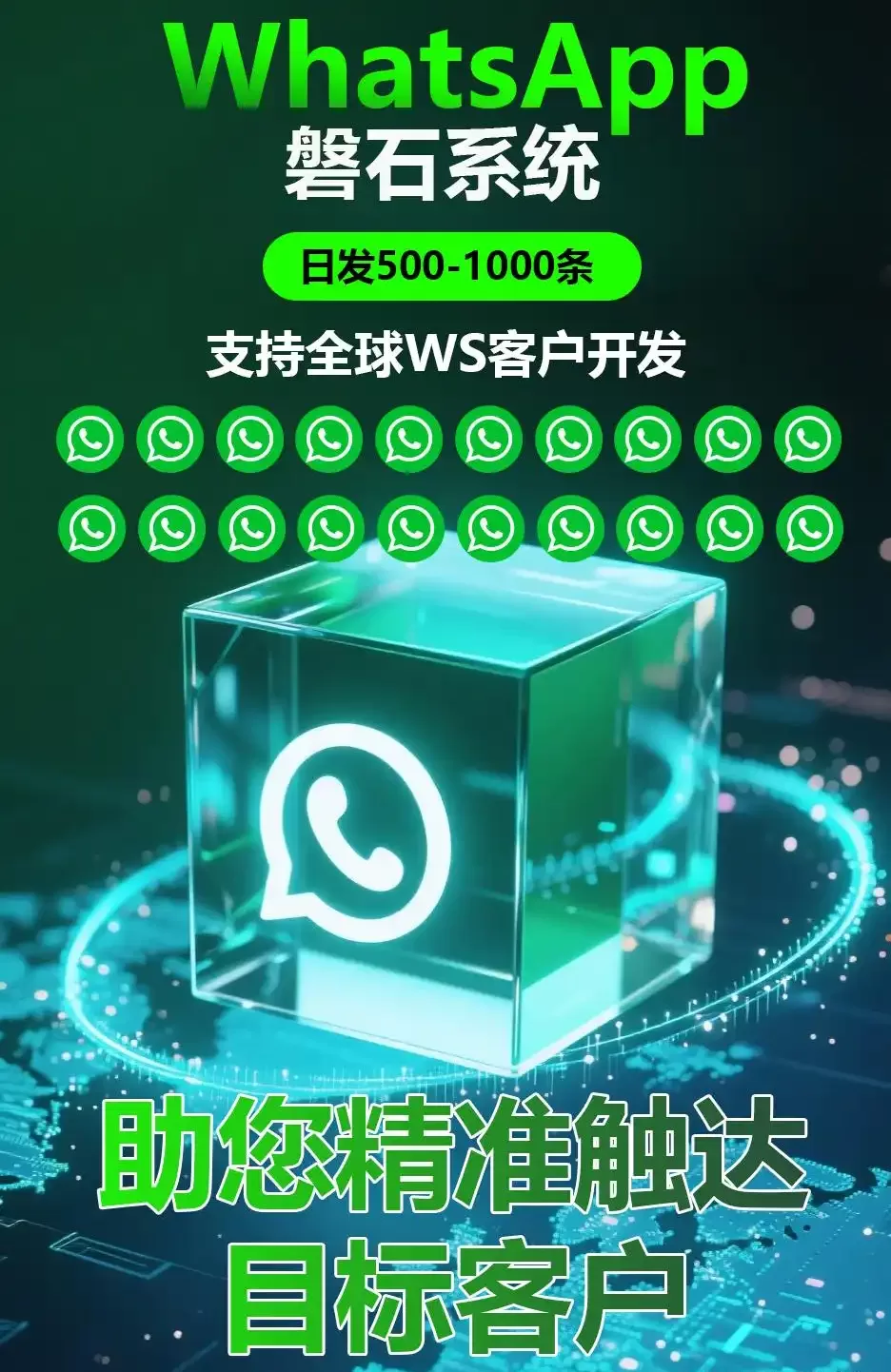 WhatsApp磐石系统全球首发，日发500条消息不封号，彻底解决账号频繁被封的难题！