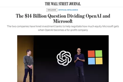 微软正与OpenAI洽谈，140亿美元投资股权