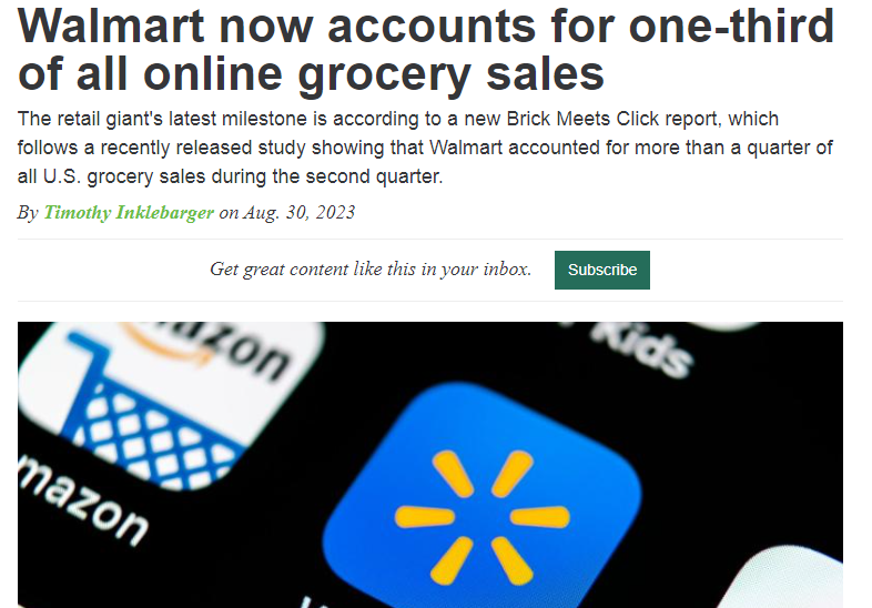 沃尔玛在线杂货销售额再创新高，继续死磕电商