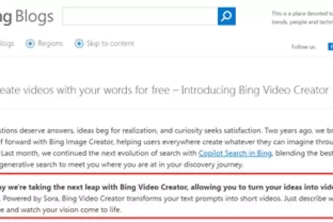 免费使用Sora！微软发布Bing Video Creator