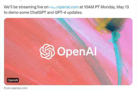 OpenAI于5月13日，直播ChatGPT、GPT-4最新内容