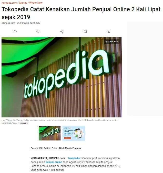 Shopee印尼迎对手？Tokopedia平台活跃卖家突破1400万