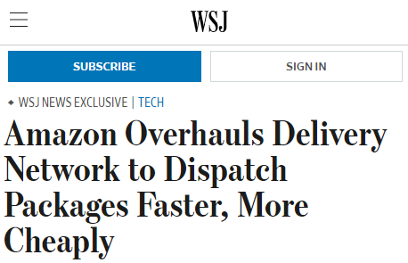 亚马逊重押美国市场，投资10亿美元优化物流网络