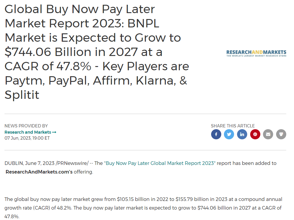 先买后付市场规模已超千亿美元，消费潜力持续释放