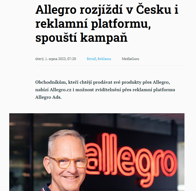 Allegro在捷克大搞营销，拿下市场势在必行