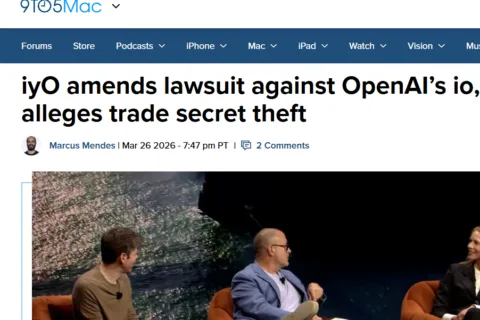 iyO指控OpenAI旗下io盗取机密