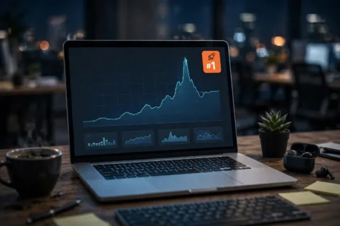 图1 AI工具出海冲上Product Hunt日榜第一那天的后台流量曲线