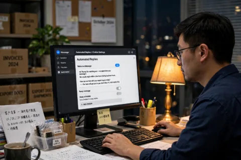 半夜三点，Facebook主页"叮"了一声，我爬起来回了条私信，第二天客户下了单：从那天起，我给主页装了个"不用睡觉的业务员"