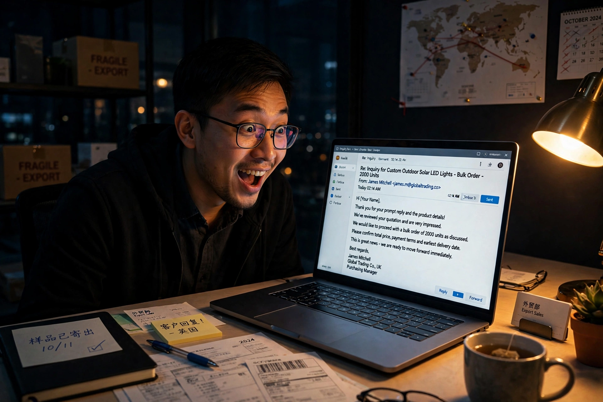 外贸业务员在Gmail中收到海外客户回复邮件