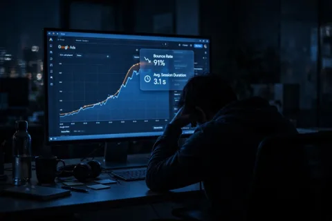 Google ADS后台点击一路上涨，落地页平均停留只有3.1秒