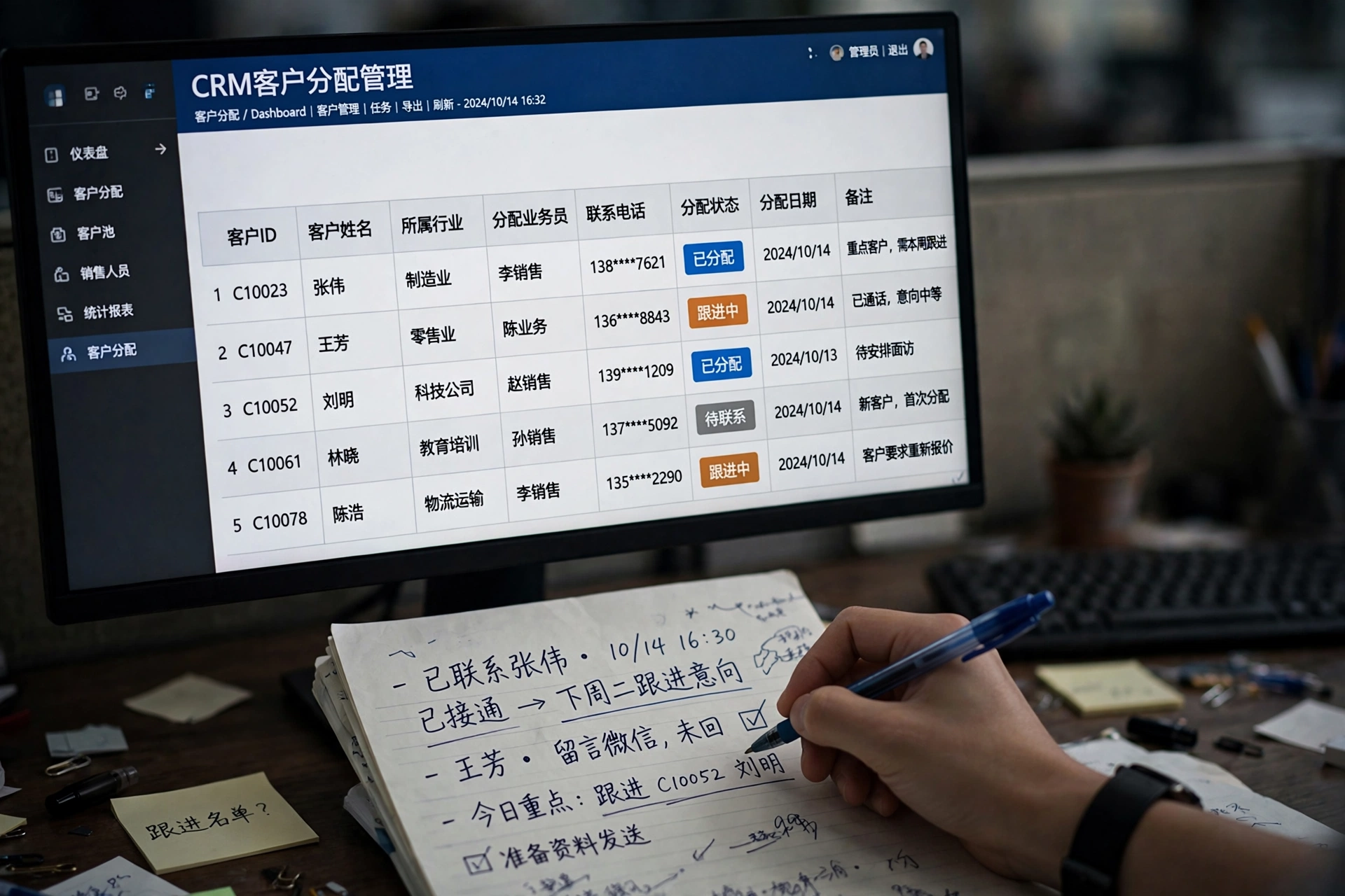 矩阵营销客户归属：CRM表格里客户分配到人