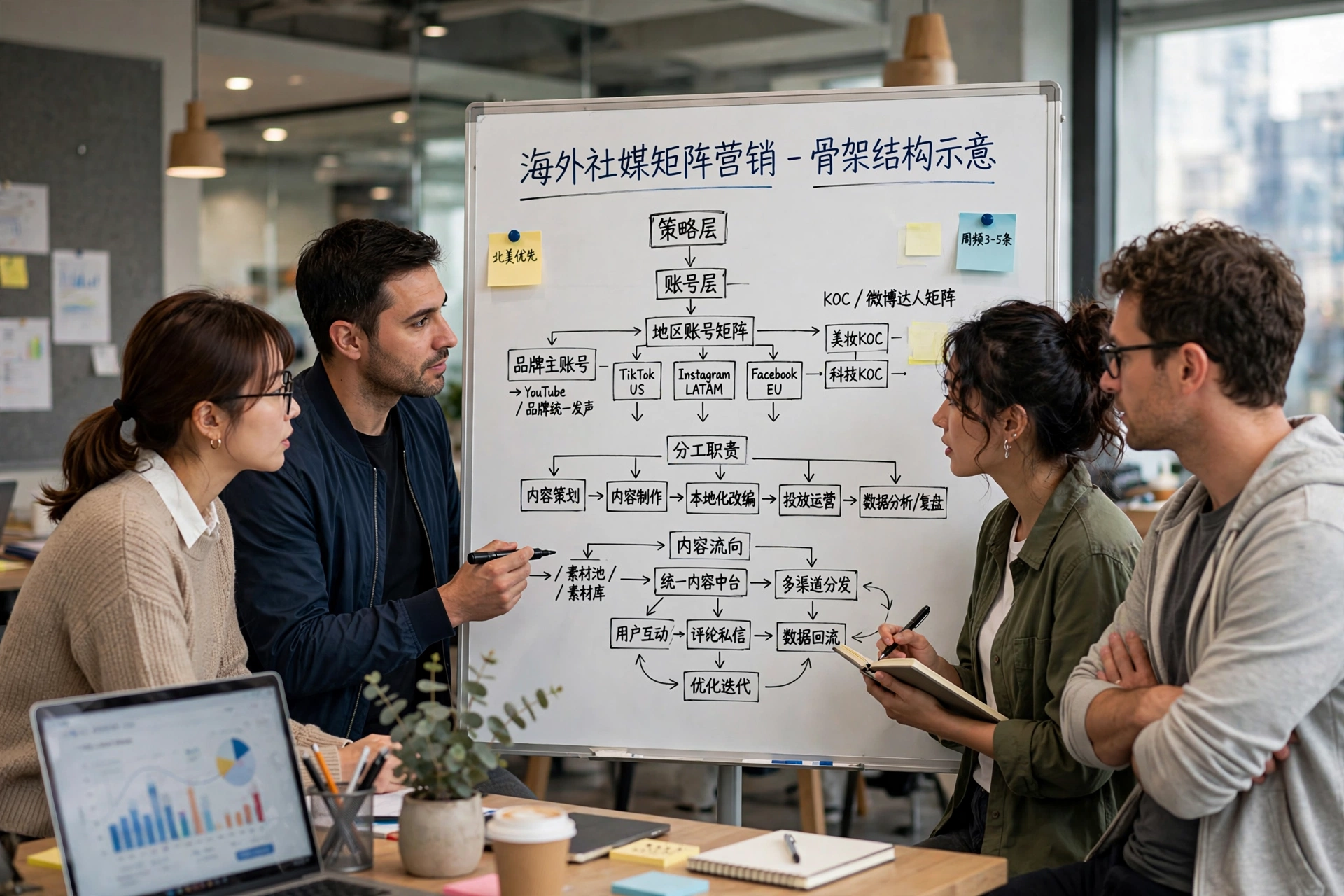 矩阵营销先搭骨架，账号分工和内容流向清楚了再开号。