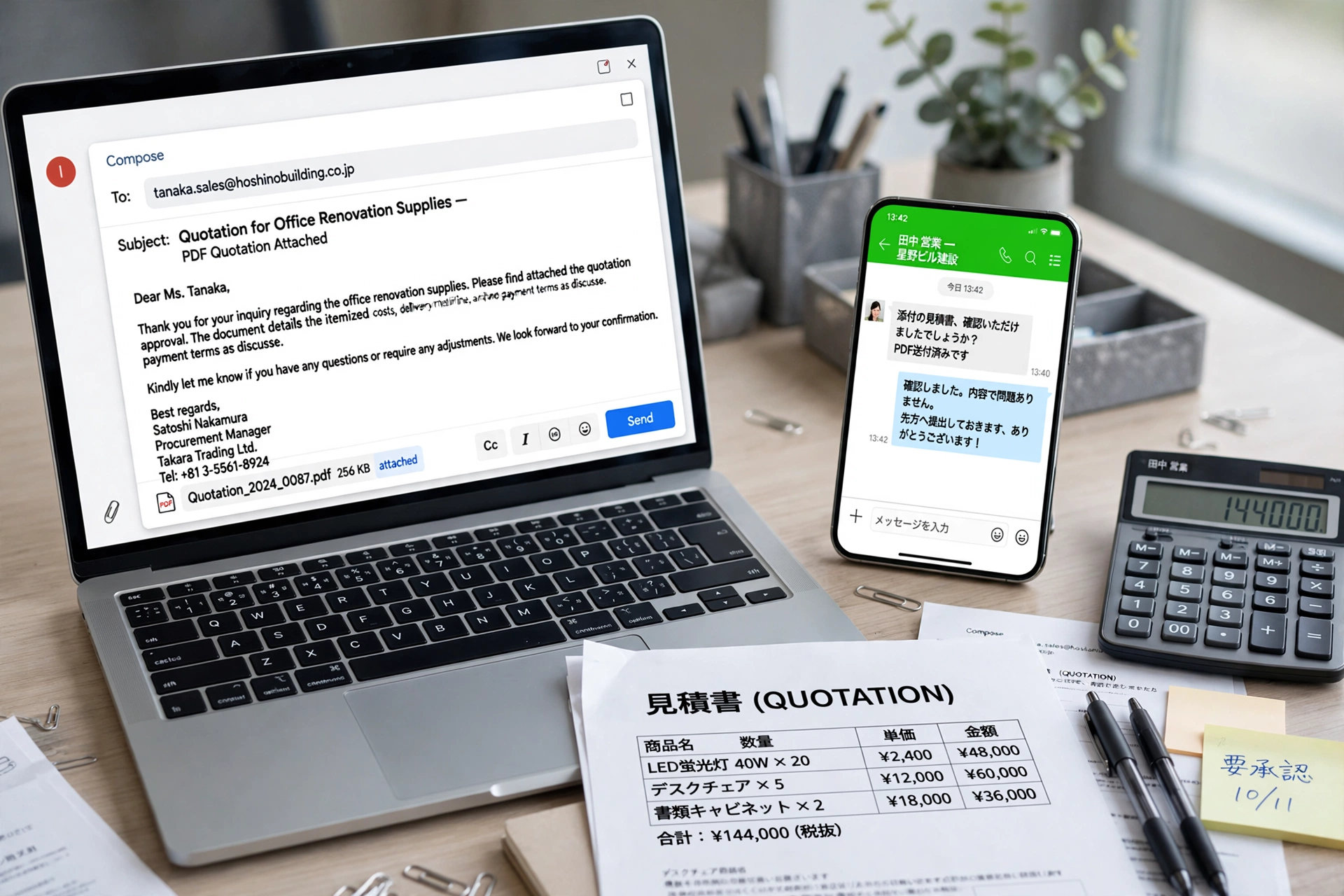LINE日本生意正式邮件PDF报价