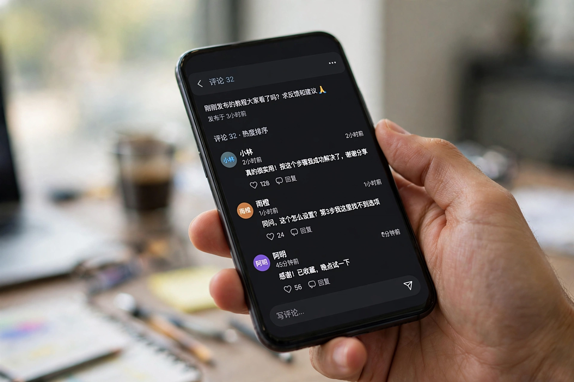 外贸业务员在手机上回复 Threads 评论区