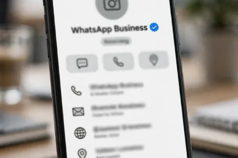 WhatsApp蓝标号售后账号资料页蓝勾与企业名称