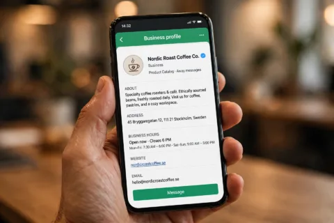 「蓝勾看着挺正规，资料页怎么是空的」：这个WhatsApp蓝标号挂了大半年，信任全漏在了头像下面那一页